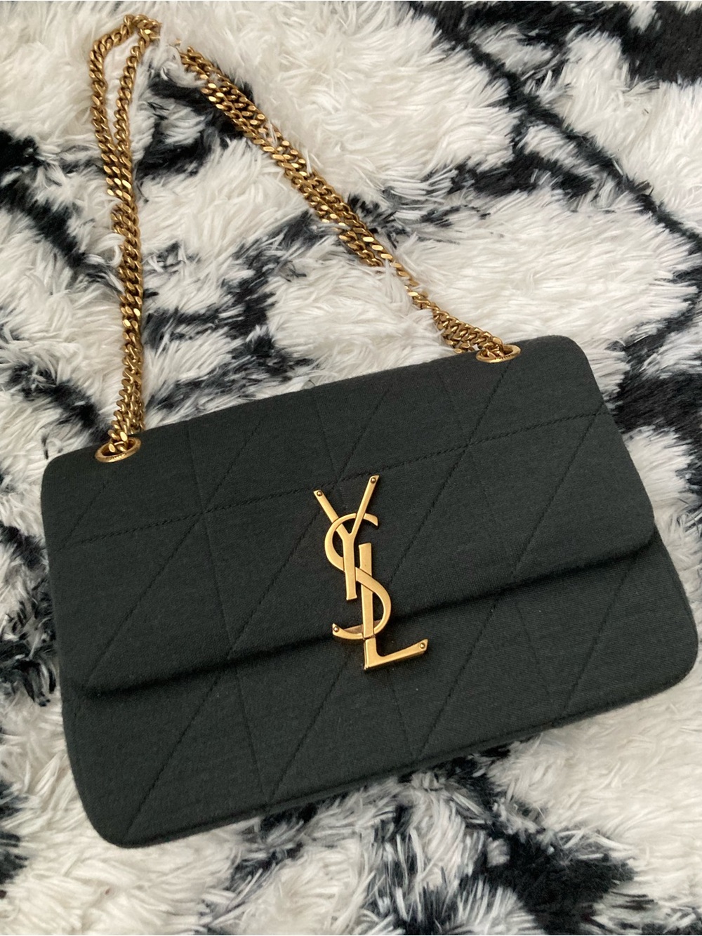 Saint Laurent Quilted Shoulder Bag in dark grey with Gold Hardware